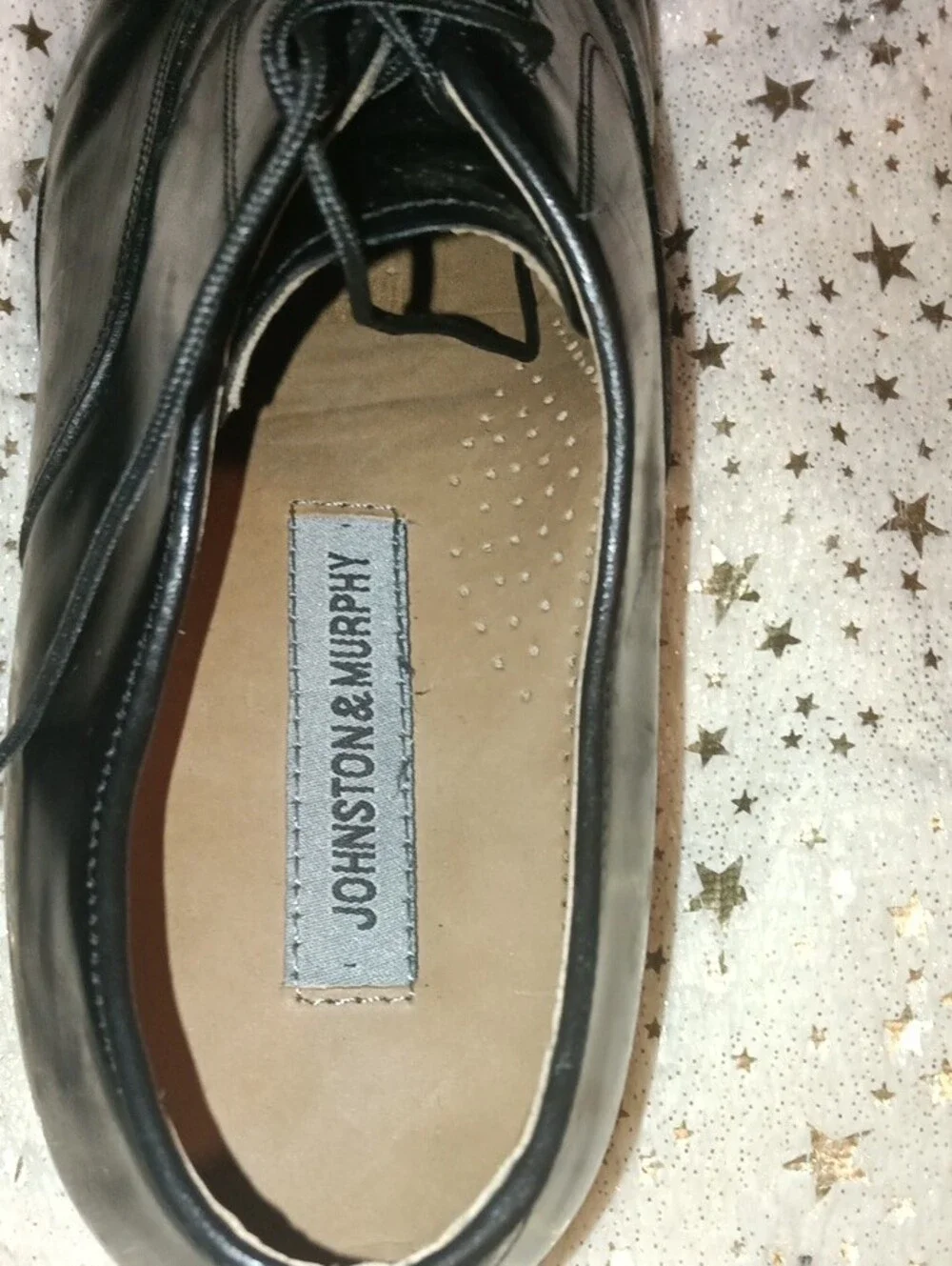 Johnston & Murphy Black Leather Cap-Toe Oxfords